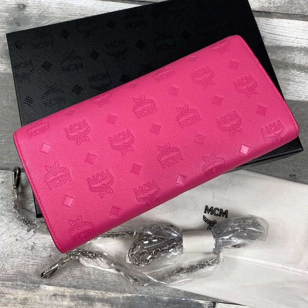 MCM large wallet crossbody two fold pink purse - Picture 10 of 11